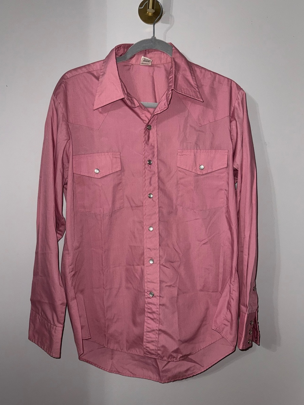 Vintage Malco Modes Men's Pink Western Pearl Snap Button Down Shirt XL 16x33